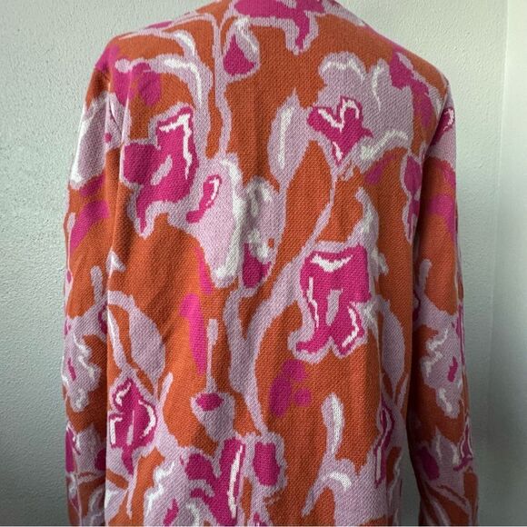 Soft Surroundings Cardigan Leslie Pink Orange Floral Casual Flowy Sweater Size M - Picture 7 of 15